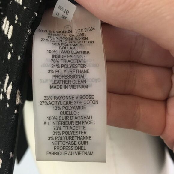 Elie Tahari‎ Womens Black White Abstract Woven Open Front Jacket, Blazer, sz 16, - Picture 9 of 11